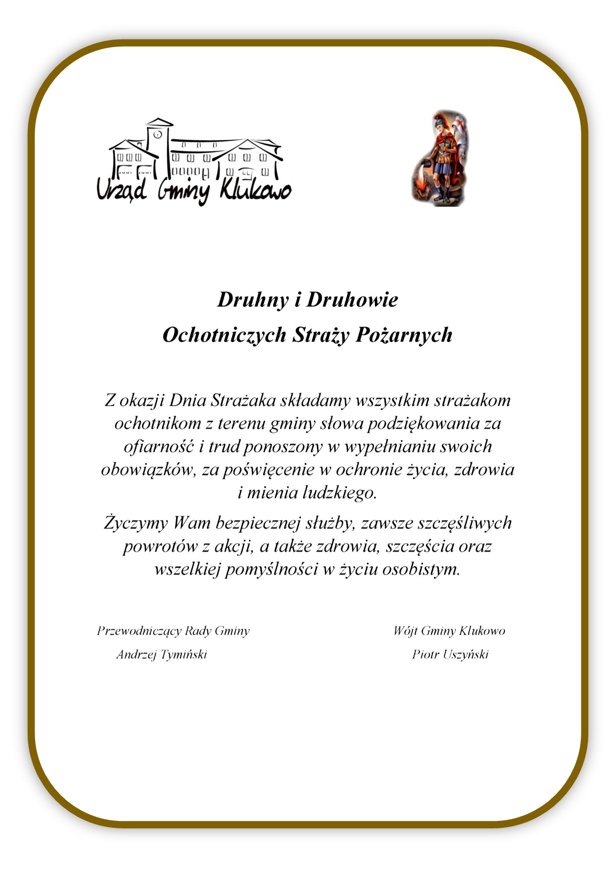 Życzenia - 4 maja Międzynarodowy Dzień Strażaka
